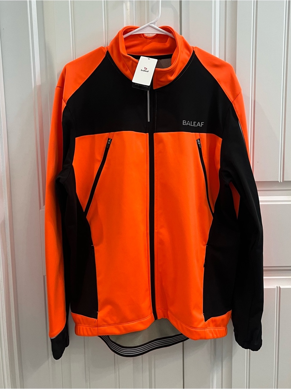 Baleaf Orange and Black Cycling Reflective Zip Jacket Large